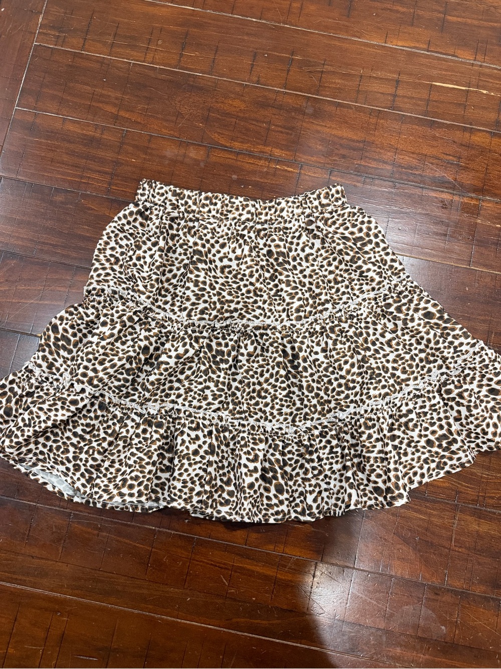 SHEIN Leopard Print Ruffled Mini Skirt - Brown/White